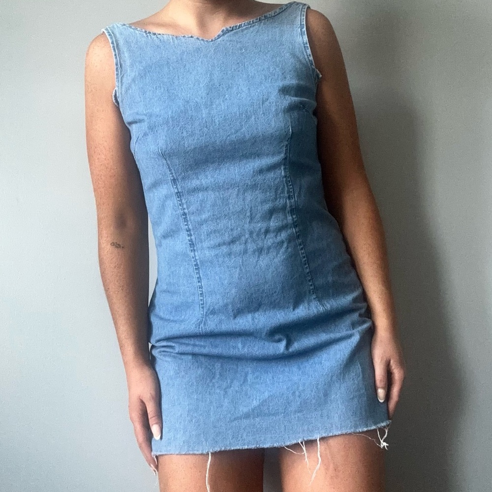 Mini vintage jean dress with zipper